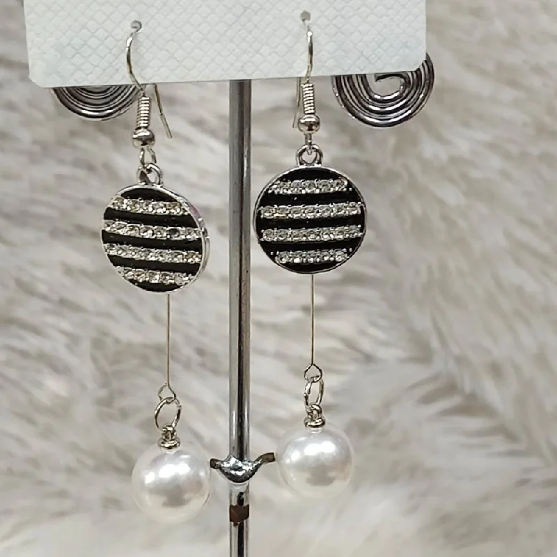 women’s hoop earrings with diamonds-Diyu Dhyu Silver Plated Austrian Stone Dangler Earrings