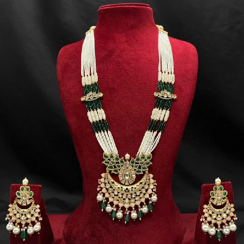 women’s infinity necklaces-Amoliya Jewels Gold Plated Polki Kundan And Pearls Necklace Set