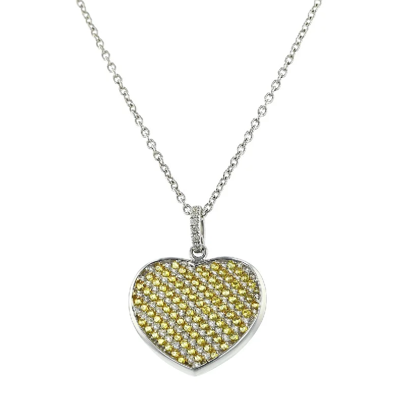 timeless diamond necklaces for women-Miiori Yellow Sapphire and Diamond Heart Pendant Necklace