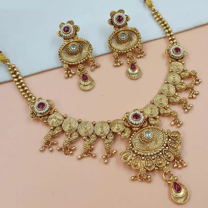 personalized love necklaces for women-Padmawati Bangles Gold Plated Pota Stone And Pearls Necklace Set