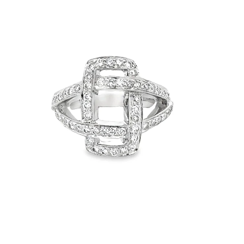 women’s classic engagement rings-Openwork Diamond Ring in White Gold