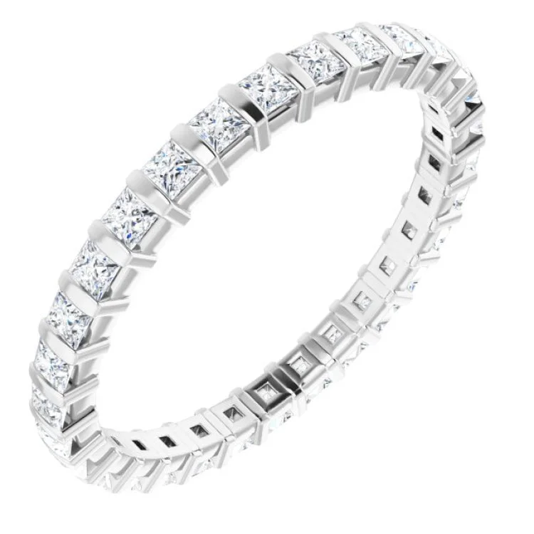 women’s bridal rings-Platinum 3/4 CTW Natural Diamond Eternity Band Size 5