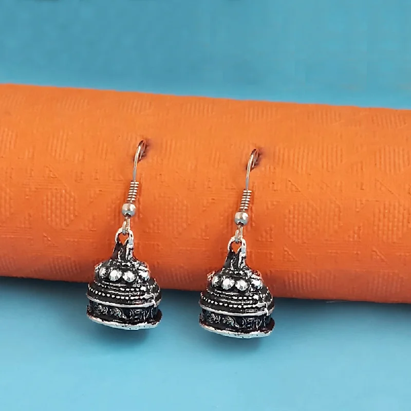 women’s birthstone earrings-Kriaa Oxidised Jhumki Black Earrings