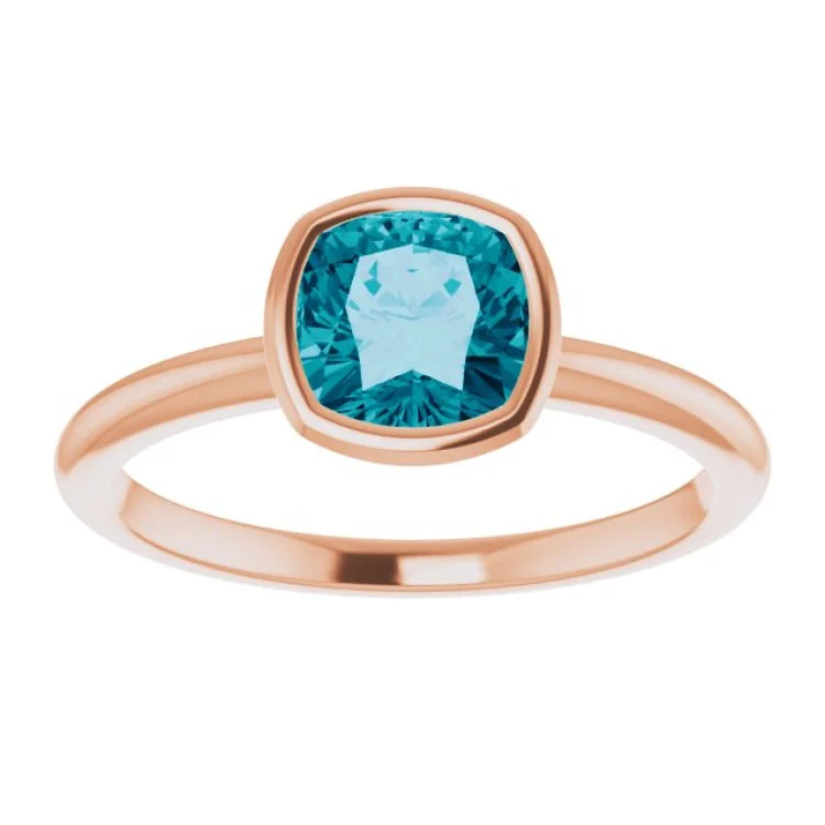 elegant rings for women-14K Rose Natural London Blue Topaz Ring