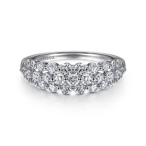 women’s engagement rings with colored diamonds-14K White Gold Multi Row Diamond Ring