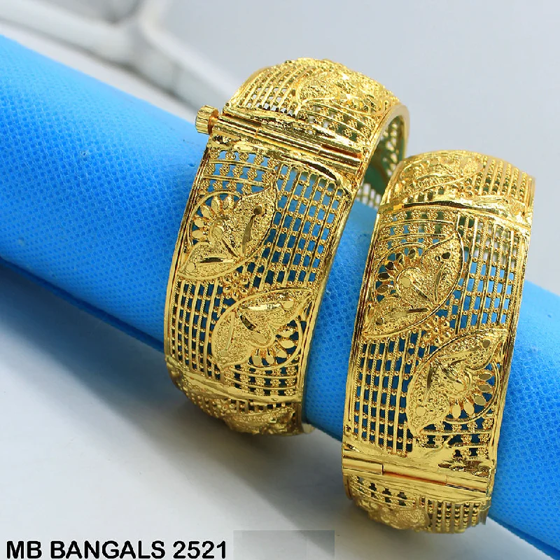 gold wedding bangles for women-Mahavir Forming Gold Plated Bangle Set - MB 2521 BANGALS