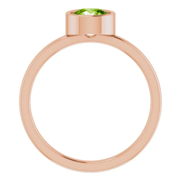 women’s birthstone rings-14K Rose 6 mm Natural Peridot Ring