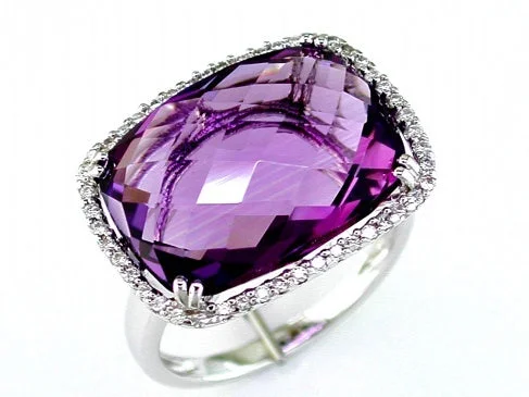 women’s classic diamond engagement rings-12.0ct Amethyst & Diamond Ring