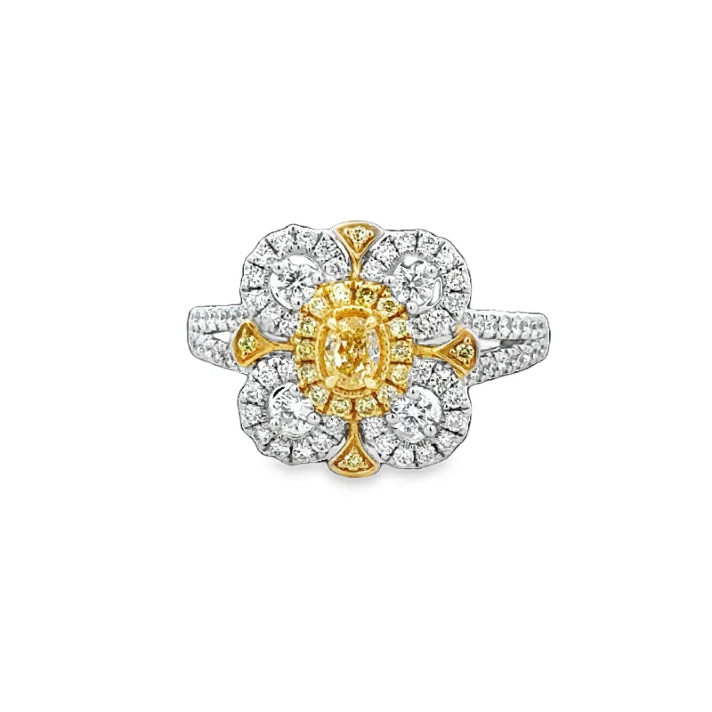 custom sapphire engagement rings-Fancy Yellow Floral Diamond Ring in 18k Gold