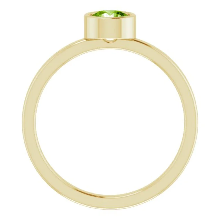 minimalist rings for women-14K Yellow 5 mm Natural Peridot Ring