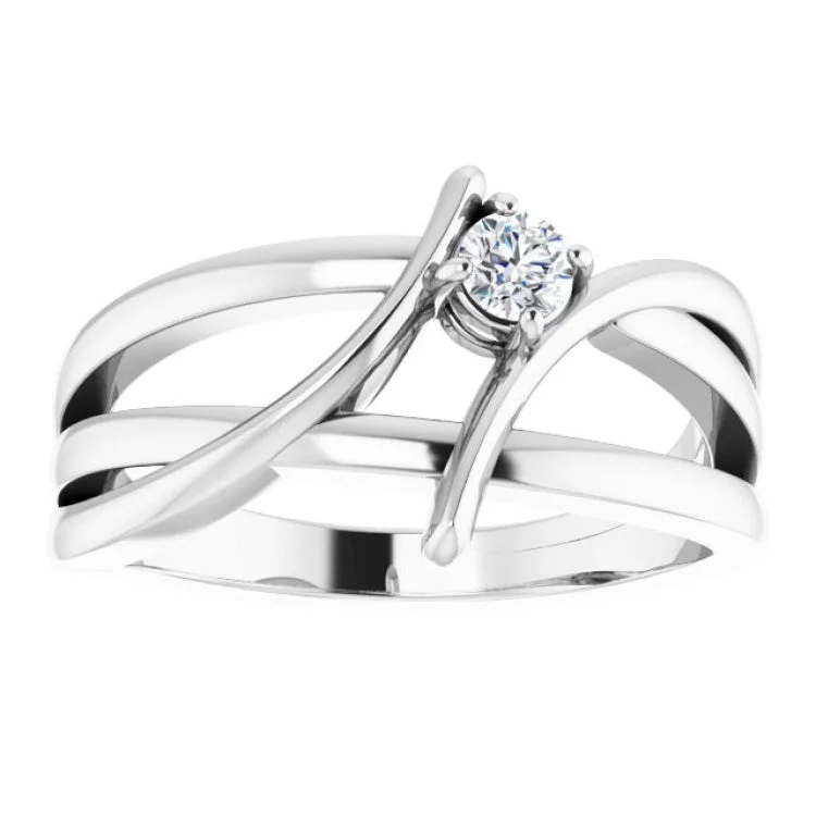 women’s custom-designed diamond rings-Platinum 1/8 CT Natural Diamond Ring