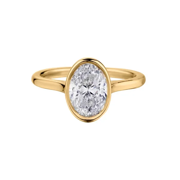 women’s simple engagement rings-BEZEL OVAL CUT DIAMOND RING