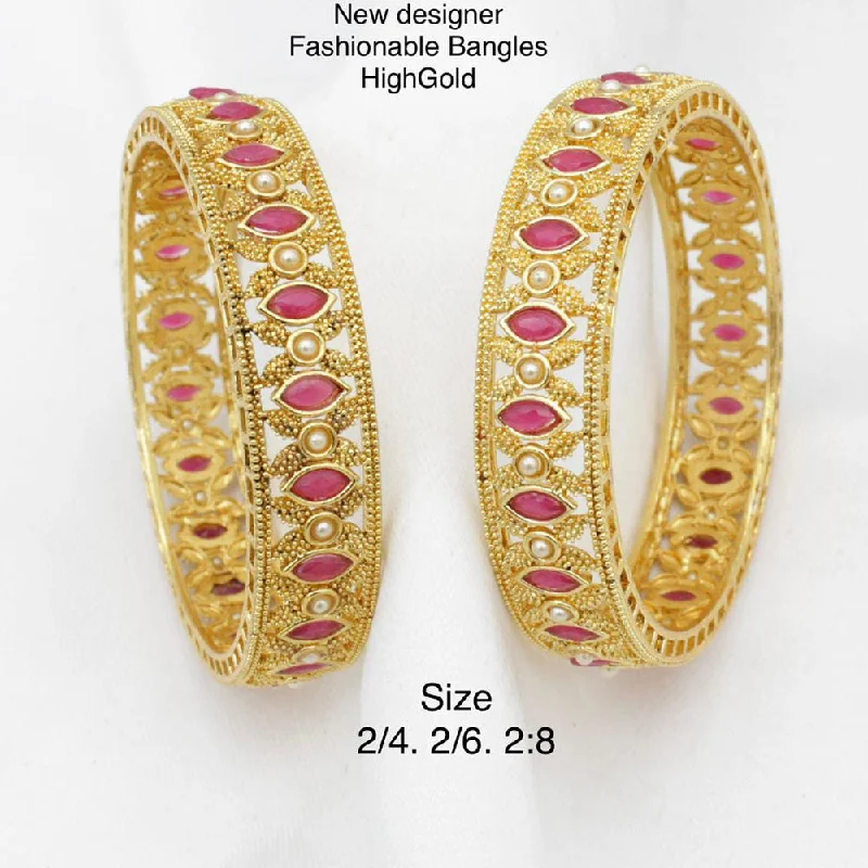 adjustable leather bangles-Manisha Jewellery Gold Plated Bangle Set