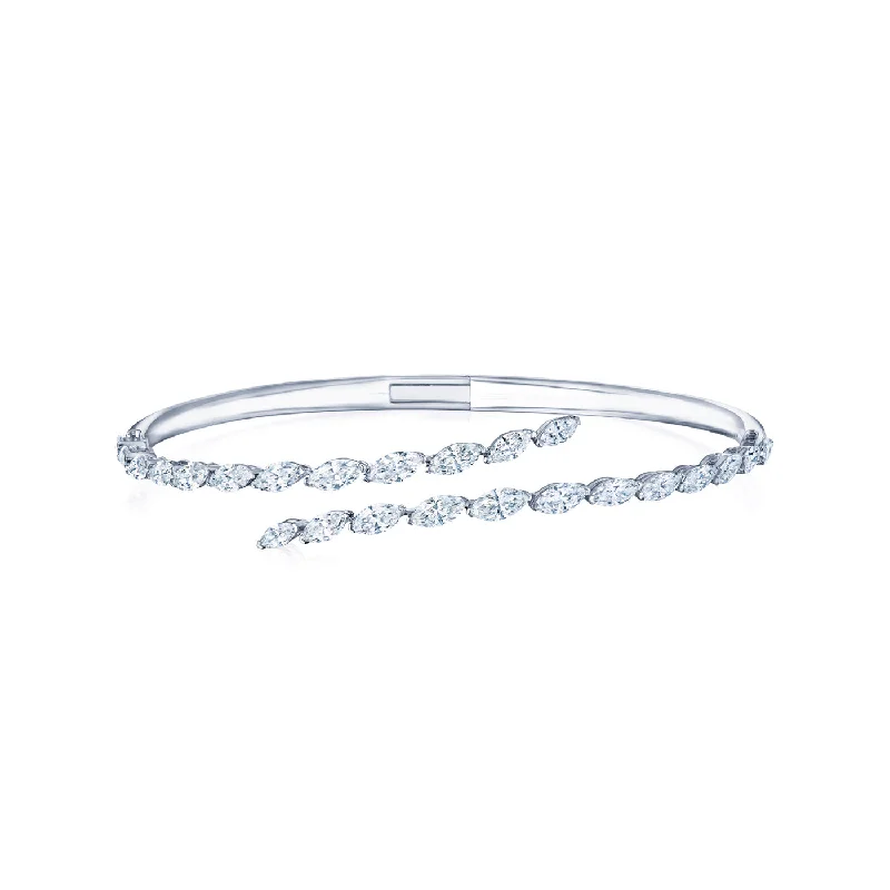 women’s flower charm bracelets-KWIAT Eclipse Bypass Marquise Diamond Bangle B-19509-0-DIA-18KW