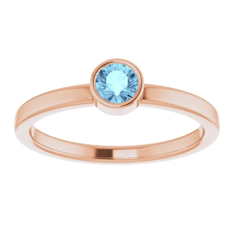 women’s cocktail rings-14K Rose 4 mm Natural Aquamarine Ring