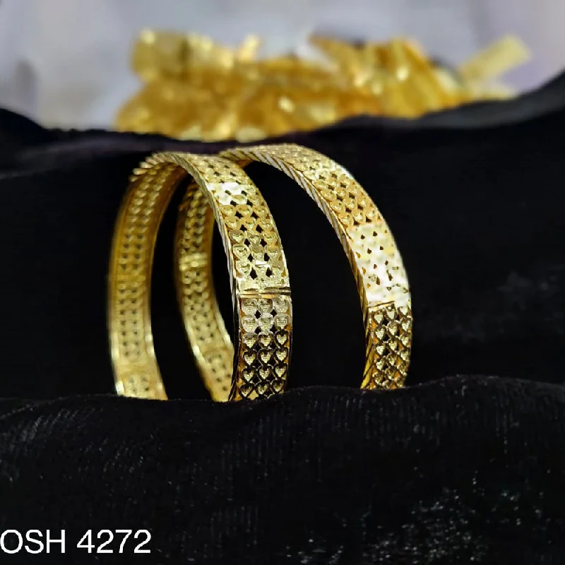 silver charm bracelets for women-Mahavir Forming Gold Plated Bangle Set - OSH BANGALS 4272