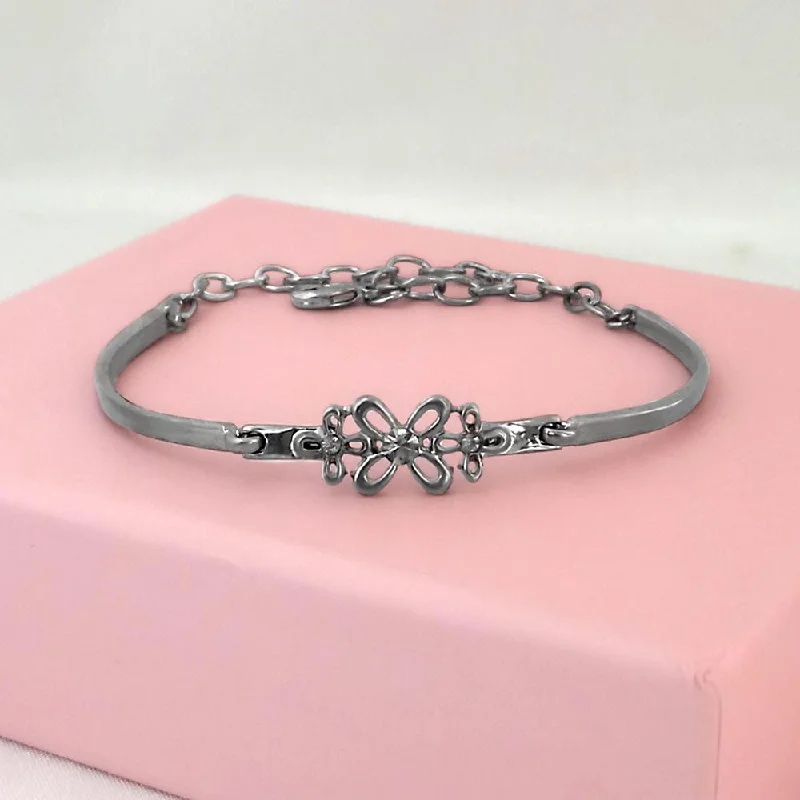 women’s bracelet sets-Urthn Silver Plated Floral Adjustable Bracele  - 1400551