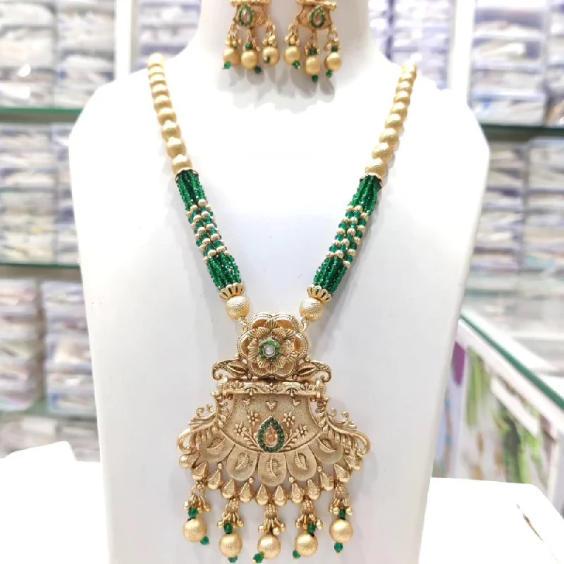 elegant pearl necklaces for women-Akruti Collection Gold Plated Kundan Stone And Pearls Long Necklace Set