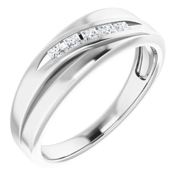 minimalist rings for women-Platinum 1/4 CTW Natural Diamond Band