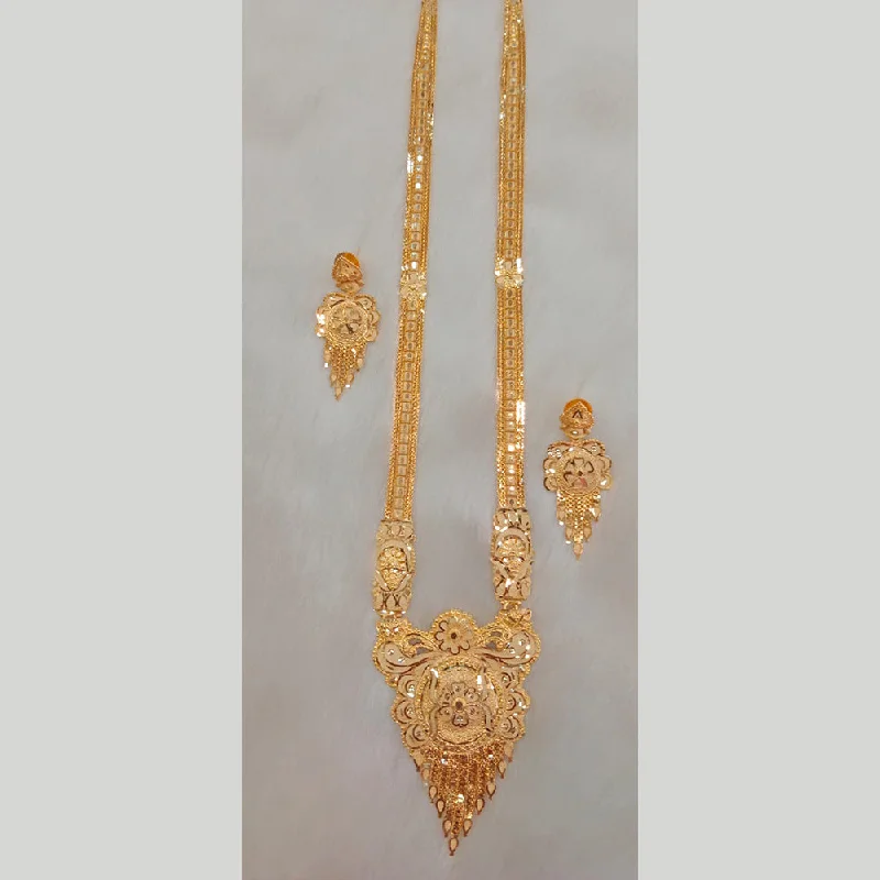 classic necklaces for women-Sunrise Gold  Forming  Long Necklace Set