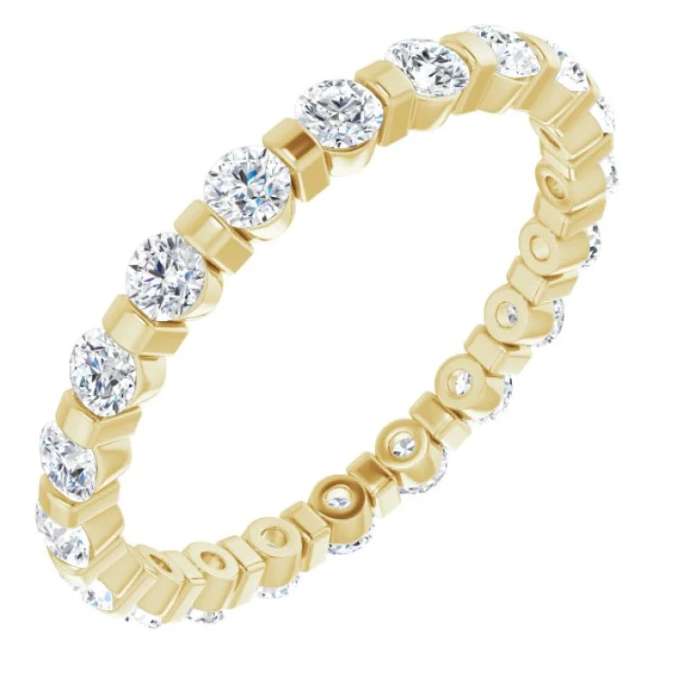 classic gold rings for women-14K Yellow 1 CTW Natural Diamond Eternity Band Size 6