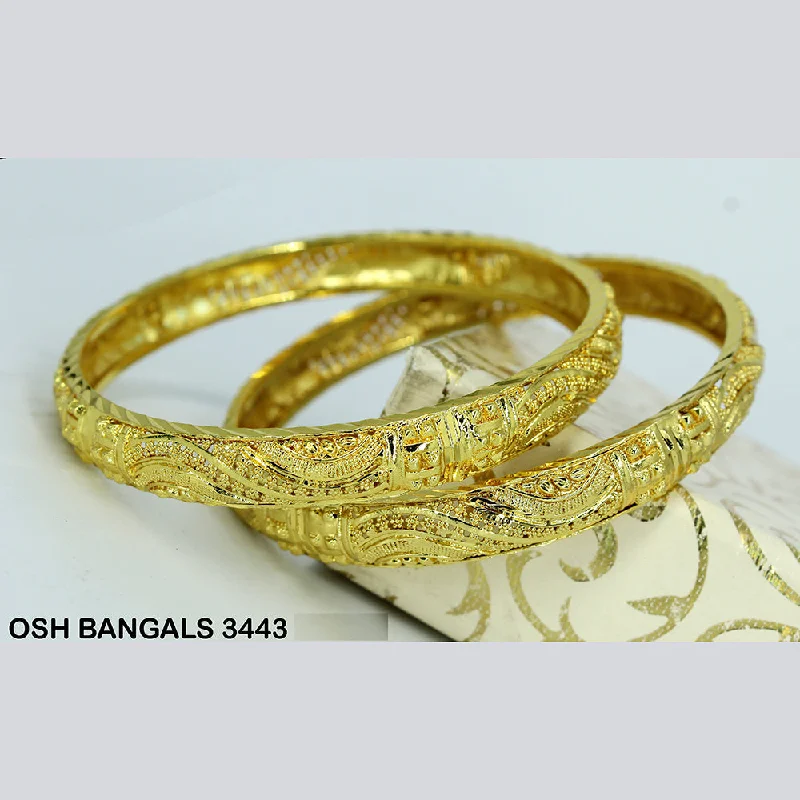 women’s adjustable charm bracelets-Mahavir Forming Gold Plated Bangle Set - OSH BANGALS 3443