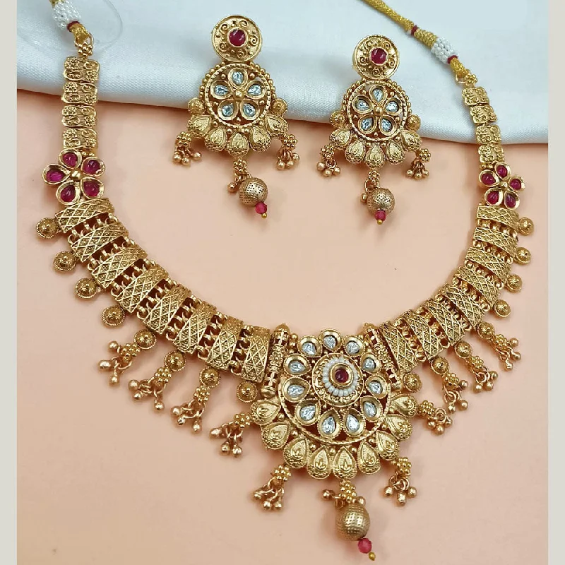 long pendant necklaces for women-Padmawati Bangles Gold Plated Pota Stone And Pearls Necklace Set