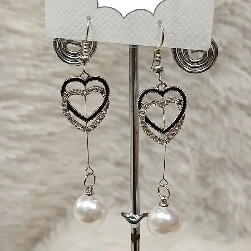 zirconia earrings for women-Diyu Dhyu Silver Plated Austrian Stone Dangler Earrings