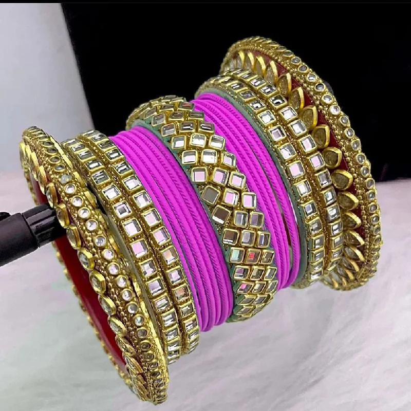 women’s beaded bracelets-Manisha Jewellery Gold Plated Bangles Set