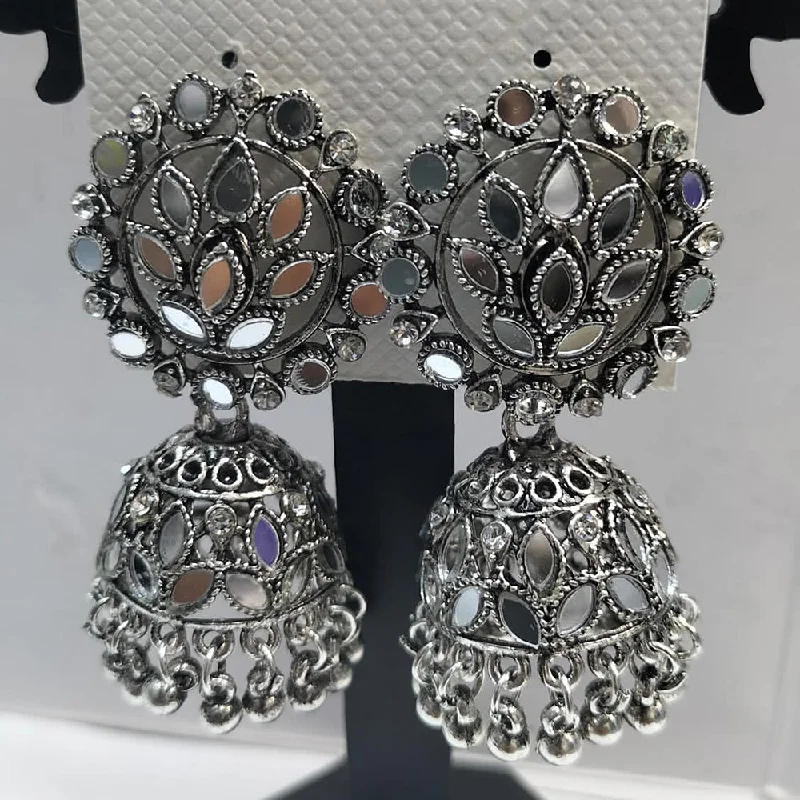 women’s screw-back earrings-Manisha Jewellery Oxidised Plated Mirror Jhumki Earrings