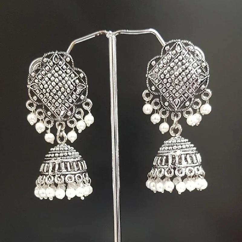 women’s oval earrings-Shreeji Oxidised Plated Jhumki Earrings