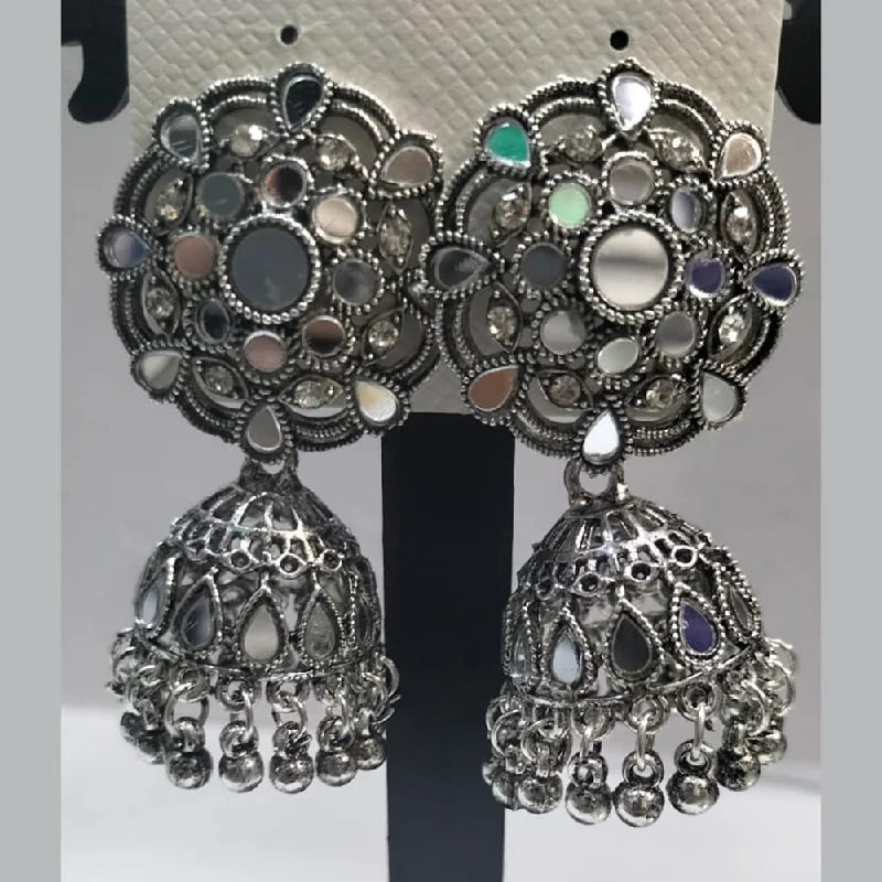 women’s emerald earrings-Manisha Jewellery Oxidised Plated Mirror Jhumki Earrings