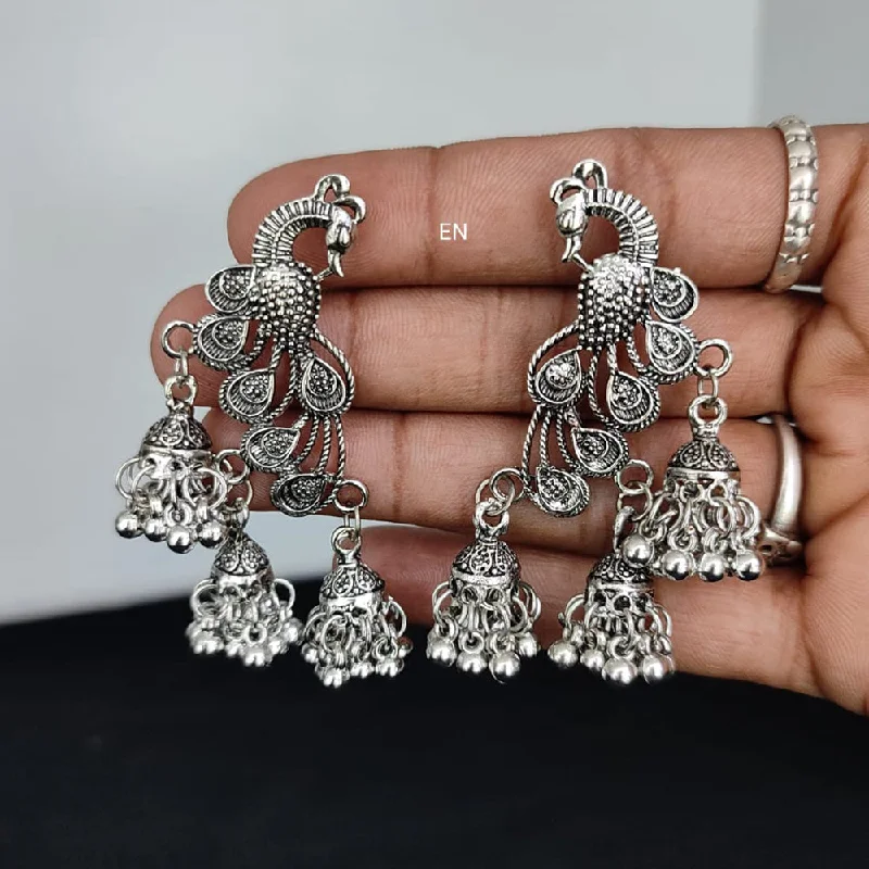 elegant earrings for women-Lucentarts Jewellery Oxidised Plated Jhumki Earrings