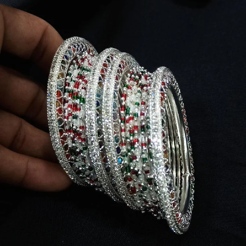 women’s silver wedding bangles-Manisha Jewellery Silver Plated Pearl  Bangles Set