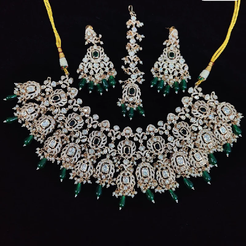 women’s custom photo necklaces-JCM Jewellery Gold Plated Polki Kundan Stone And Beads Necklace Set