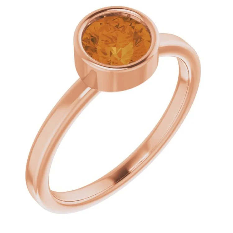 women’s birthstone rings-14K Rose 6 mm Natural Citrine Ring