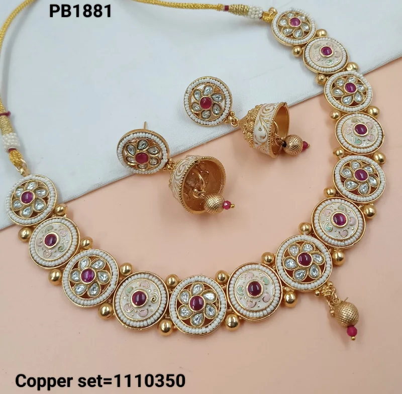 trendy crystal pendants for women-Padmawati Bangles Gold Plated Pota Stone Meenakari Necklace Set