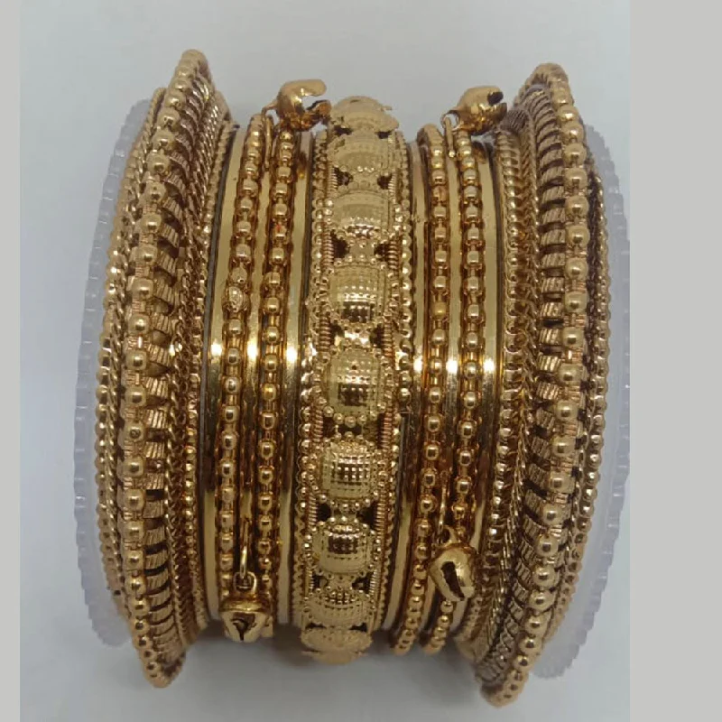 simple gold bracelets for women-Shree Asha Bangles Gold Plated Bangles Set - P.CH.105