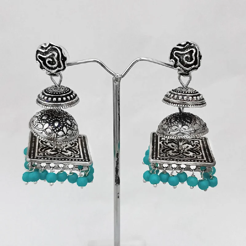 statement hoop earrings for women-Kriaa Beads Silver Plated Jhumki Earrings