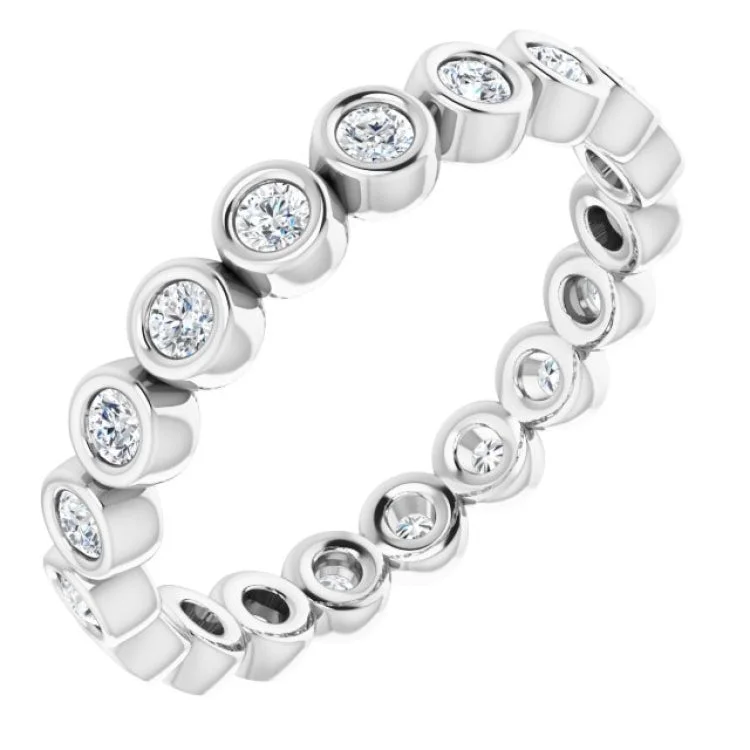 silver gemstone rings for women-Platinum 3/8 CTW Natural Diamond Eternity Band Size 5