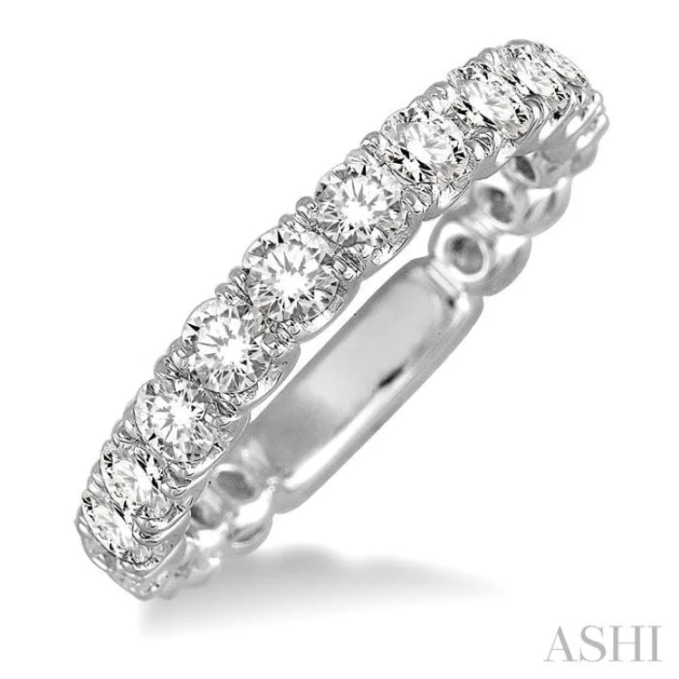 women’s ring set-3/4 Ctw Round Cut Diamond Wedding Band in 14K White Gold