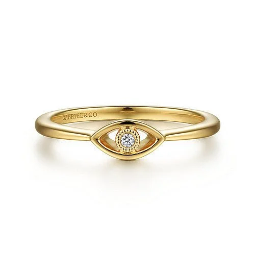 women’s antique-style engagement rings-14K Y Gold 0.02cttw Dainty Evil Eye Diamond Ring