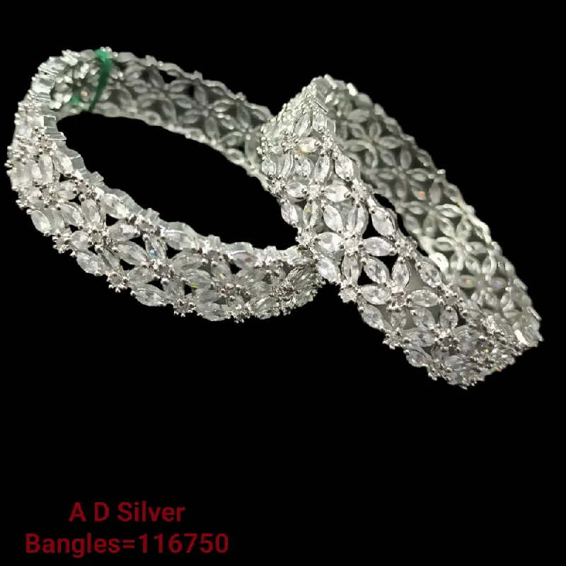 women’s silver bangles-Padmawati Bangles Silver Plated  Ad Stone Bangles Set