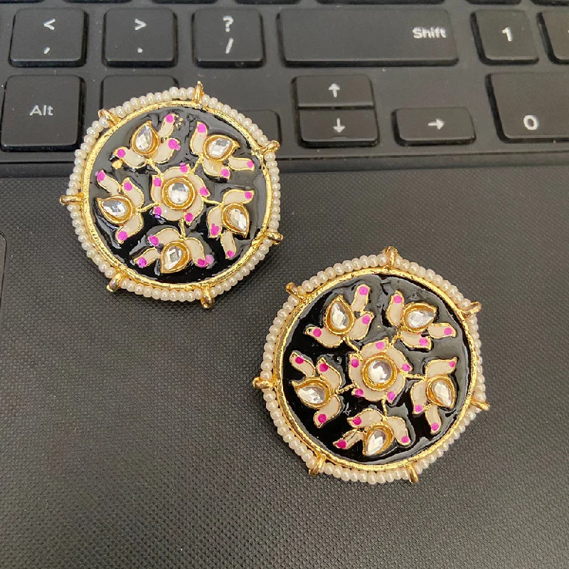 vintage earrings for women-Sai Fashion Gold Plated Meenakari Studs Earrings