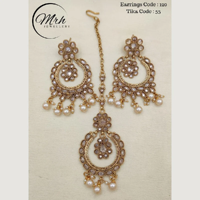 modern hoop earrings for women-Jewel Addiction Copper Gold Plated Earrings With Mangtikka