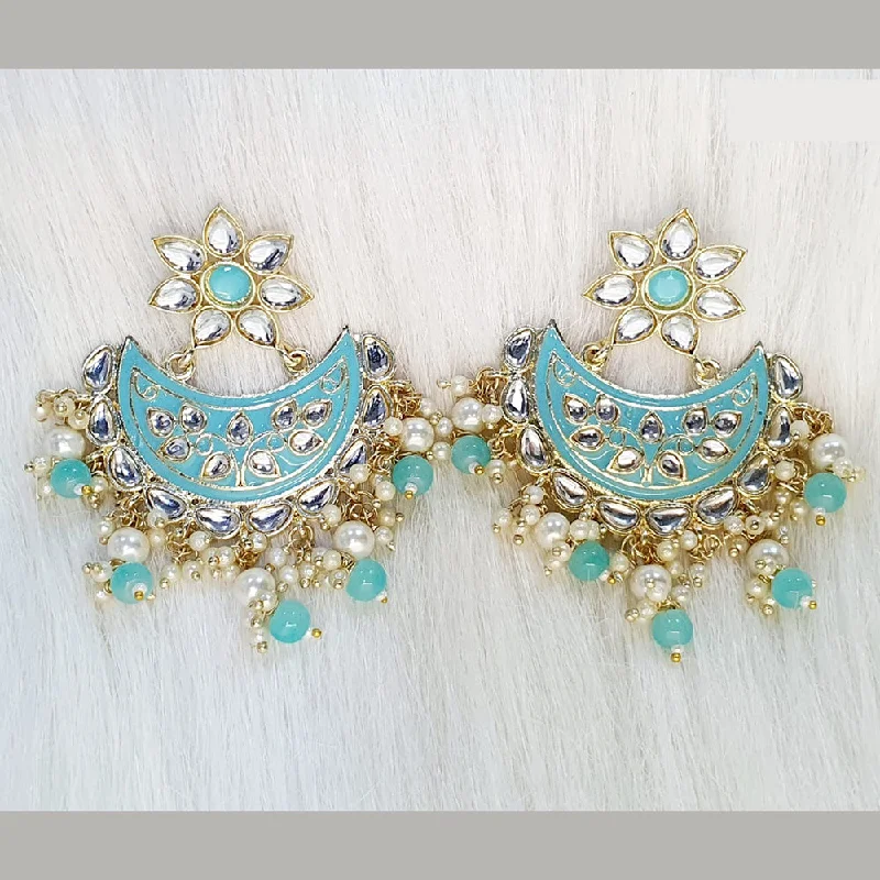 women’s vintage-style earrings-Midas Touch Gold Plated Kundan Stone And Meenakari Dangler Earrings