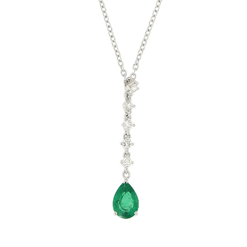 silver necklaces for women-Necklace with Diamonds and Emerald