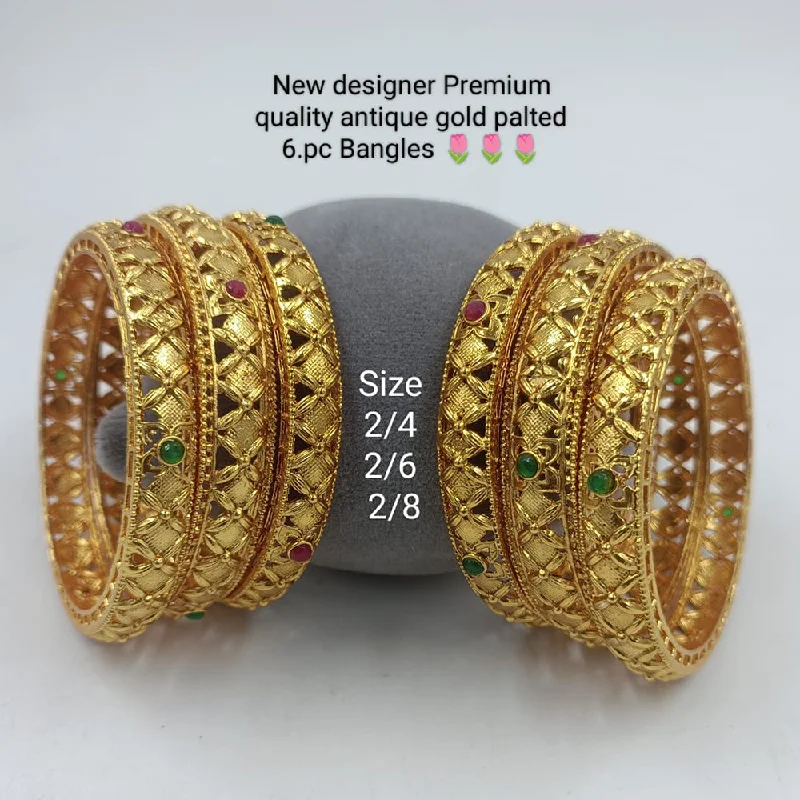 women’s stacked bracelets-Manisha Jewellery Gold Plated Bangles Set