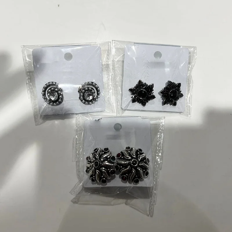 women’s statement earrings-Shrisha Oxidised Plated  Stud Earrings (Assorted Design)