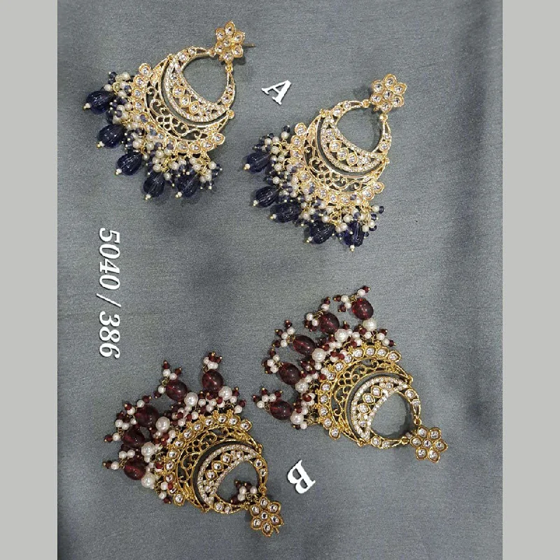 women’s clip-on hoop earrings-Deep Enterprises Kundan Stone And Beads Dangler Earrings